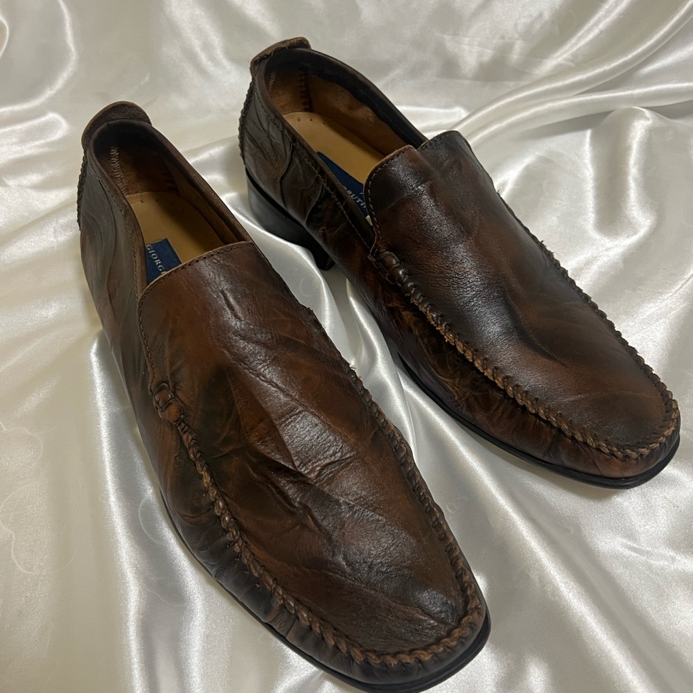 Giorgio Brutini Brown Leather Slip-On Loafers